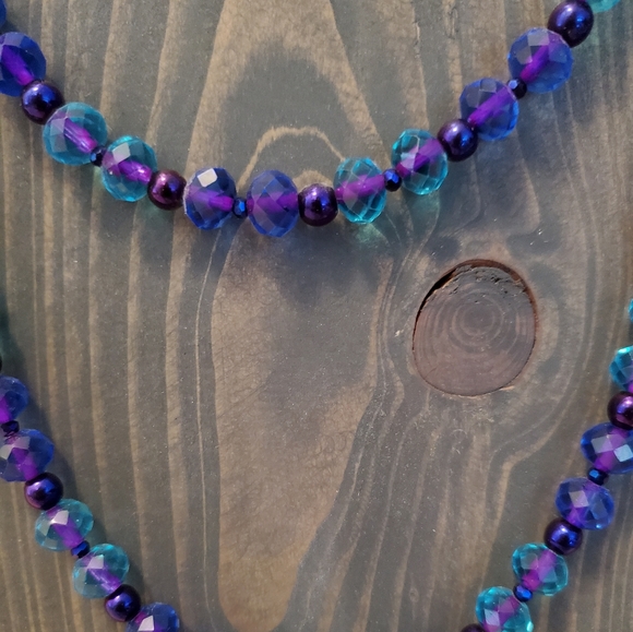 Double Strand Crystal Necklace and Earrings - Picture 3 of 4